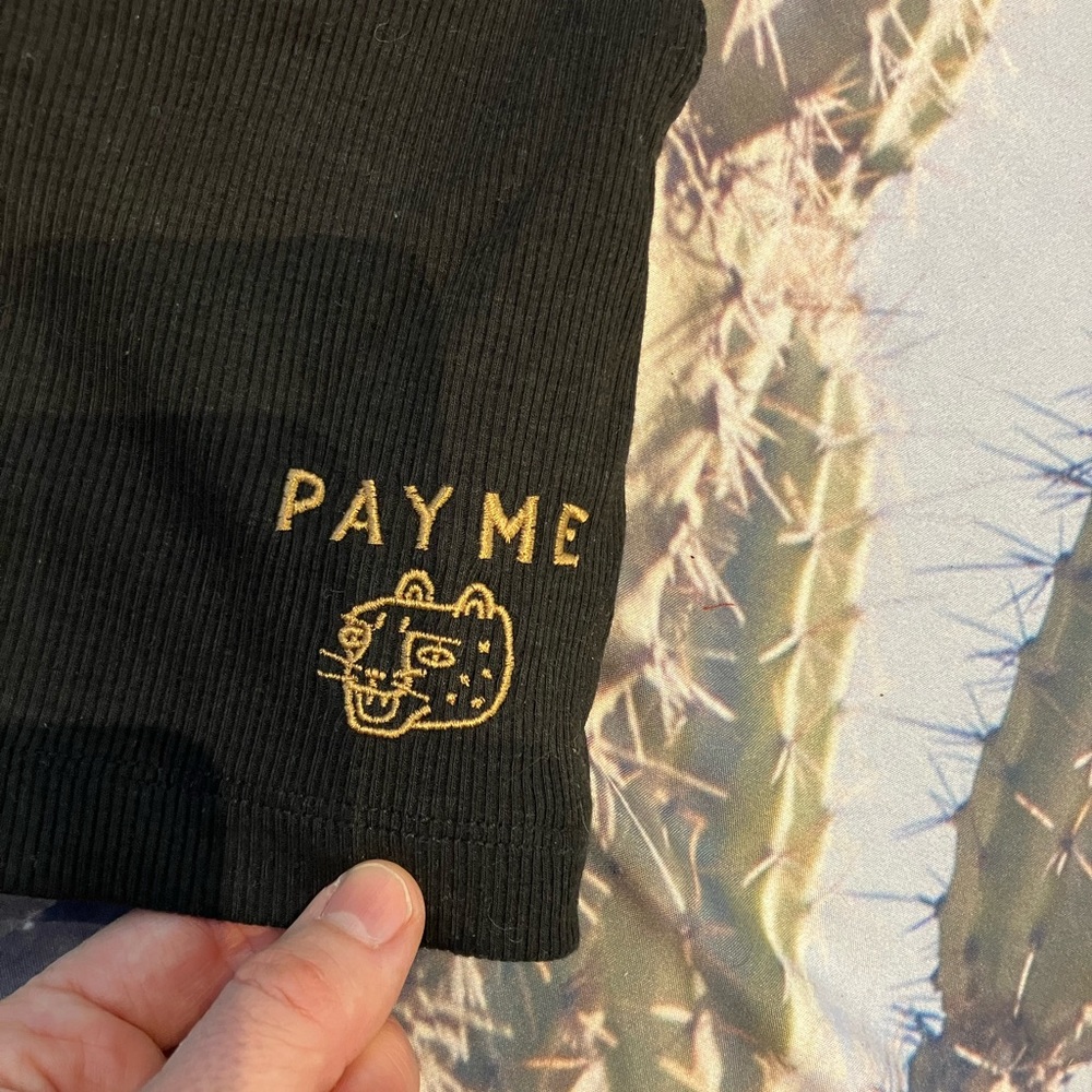 Octopied Mind Women's High Waist Black “pay me” Shorts - Picture 2 of 3